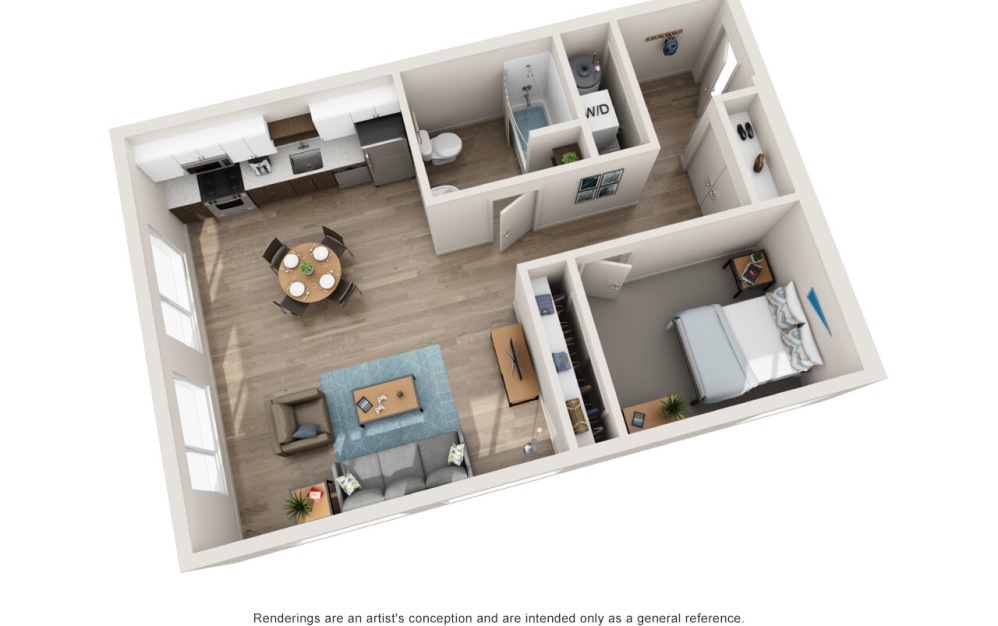 A8 - 1 bedroom floorplan layout with 1 bathroom and 756 square feet (2D)