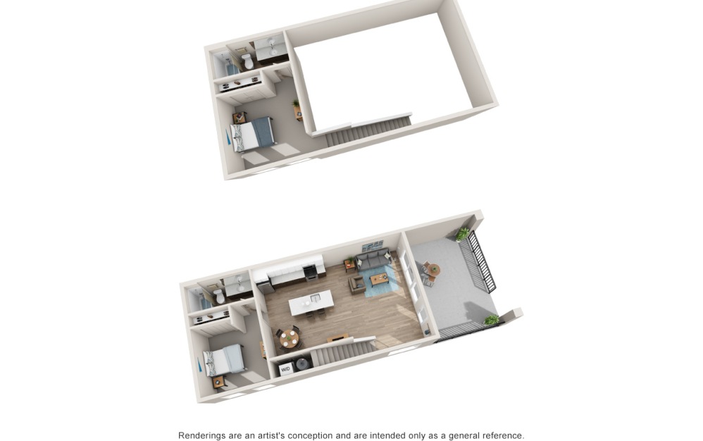 B8 - 2 bedroom floorplan layout with 2 bathrooms and 1238 square feet